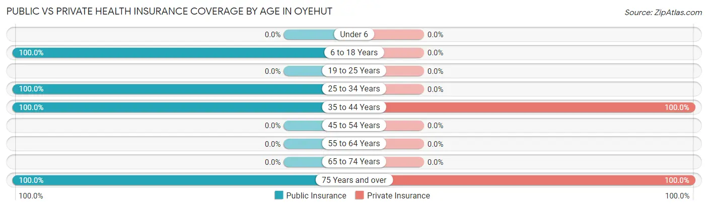 Public vs Private Health Insurance Coverage by Age in Oyehut