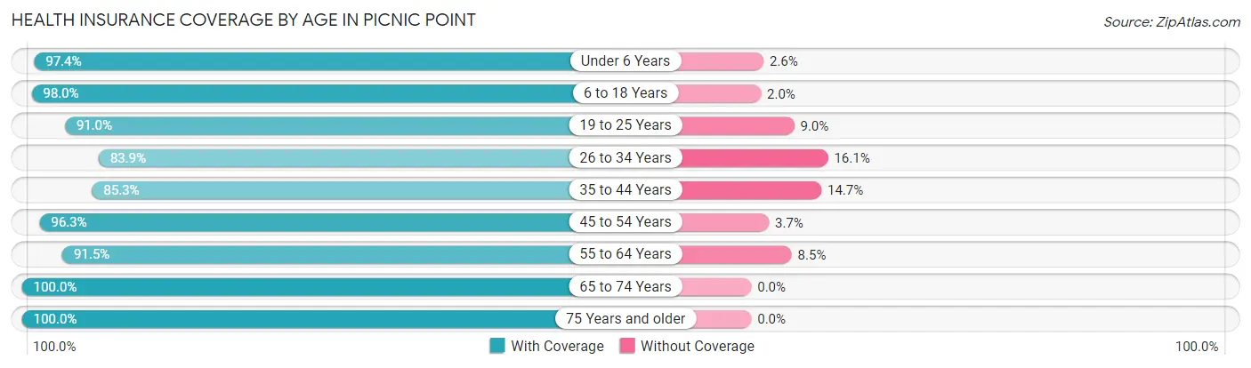 Health Insurance Coverage by Age in Picnic Point