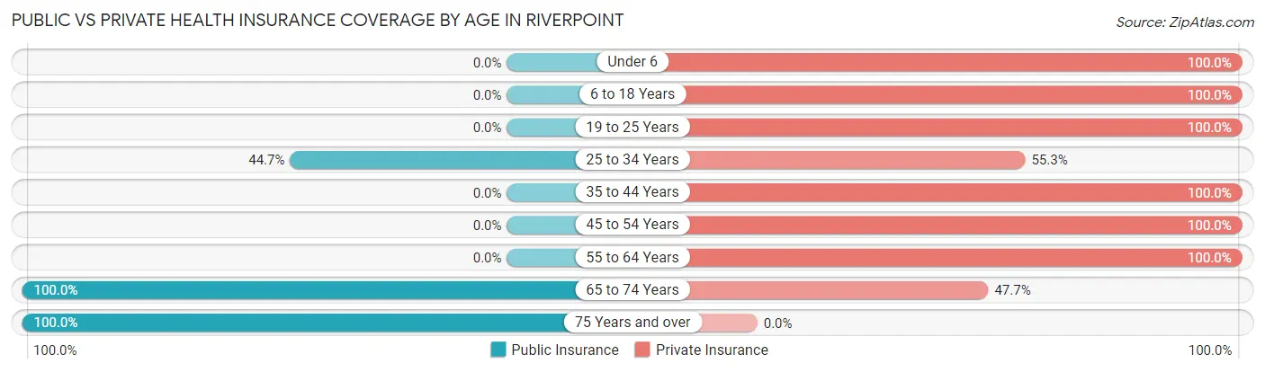 Public vs Private Health Insurance Coverage by Age in Riverpoint