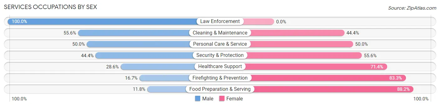 Services Occupations by Sex in Skokomish