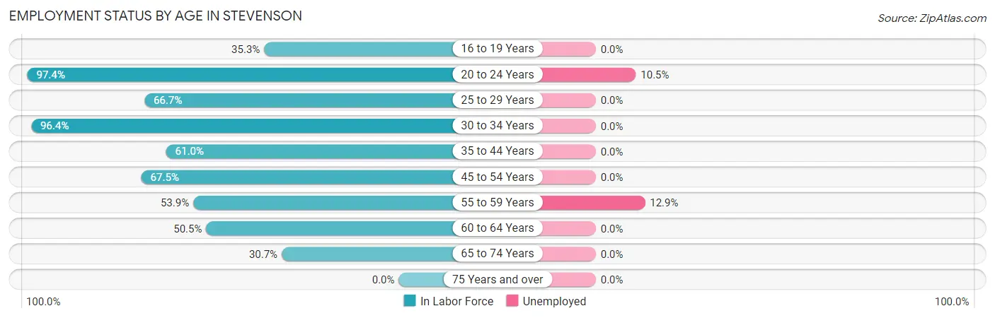 Employment Status by Age in Stevenson