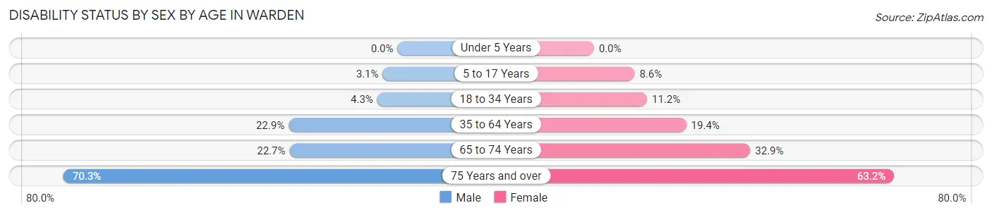 Disability Status by Sex by Age in Warden
