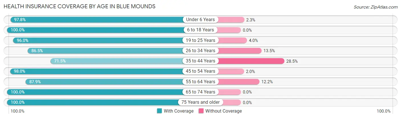 Health Insurance Coverage by Age in Blue Mounds