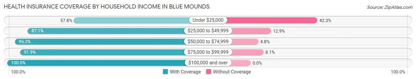 Health Insurance Coverage by Household Income in Blue Mounds