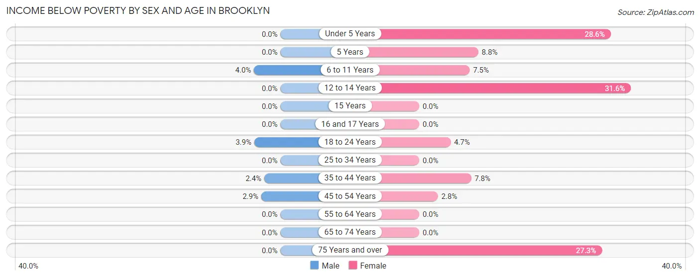 Income Below Poverty by Sex and Age in Brooklyn