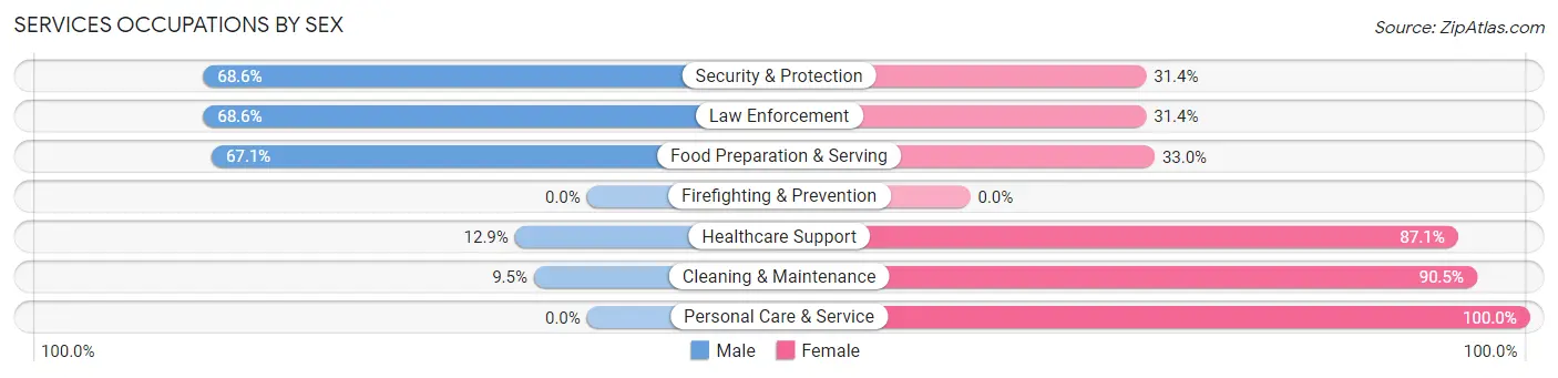 Services Occupations by Sex in East Troy