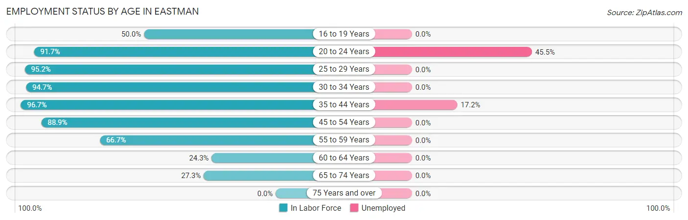 Employment Status by Age in Eastman