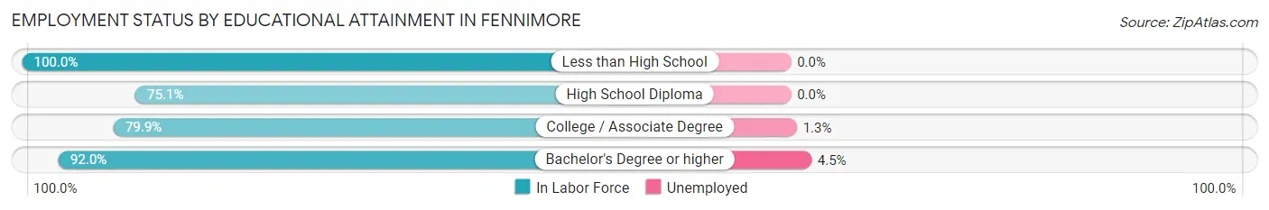 Employment Status by Educational Attainment in Fennimore