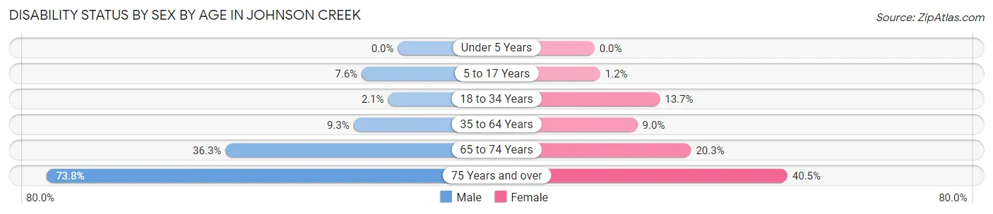 Disability Status by Sex by Age in Johnson Creek