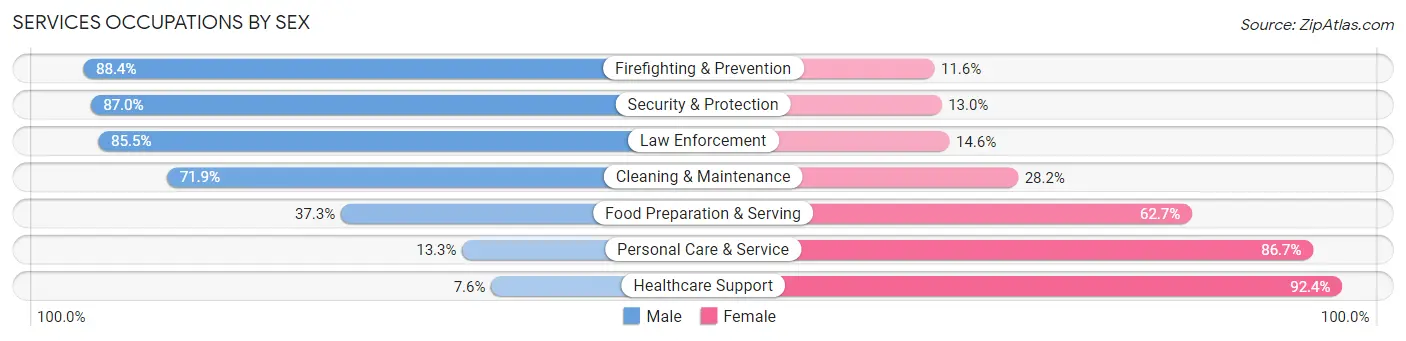 Services Occupations by Sex in Kenosha