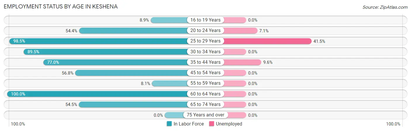 Employment Status by Age in Keshena