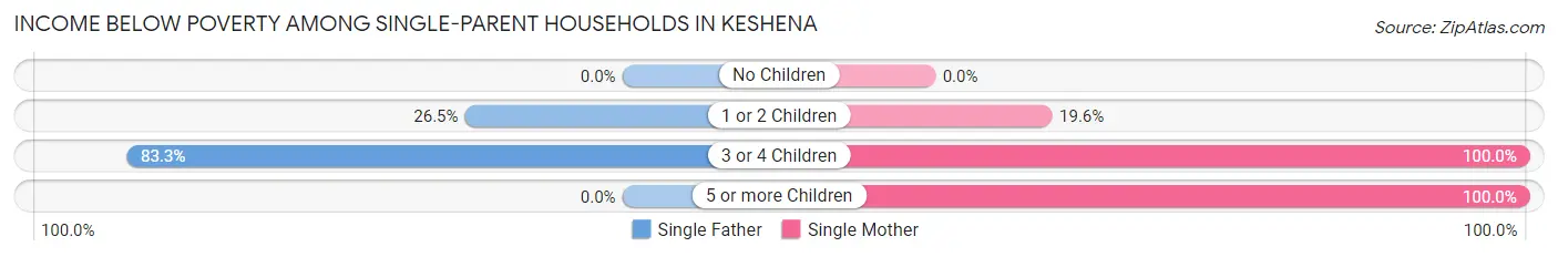 Income Below Poverty Among Single-Parent Households in Keshena