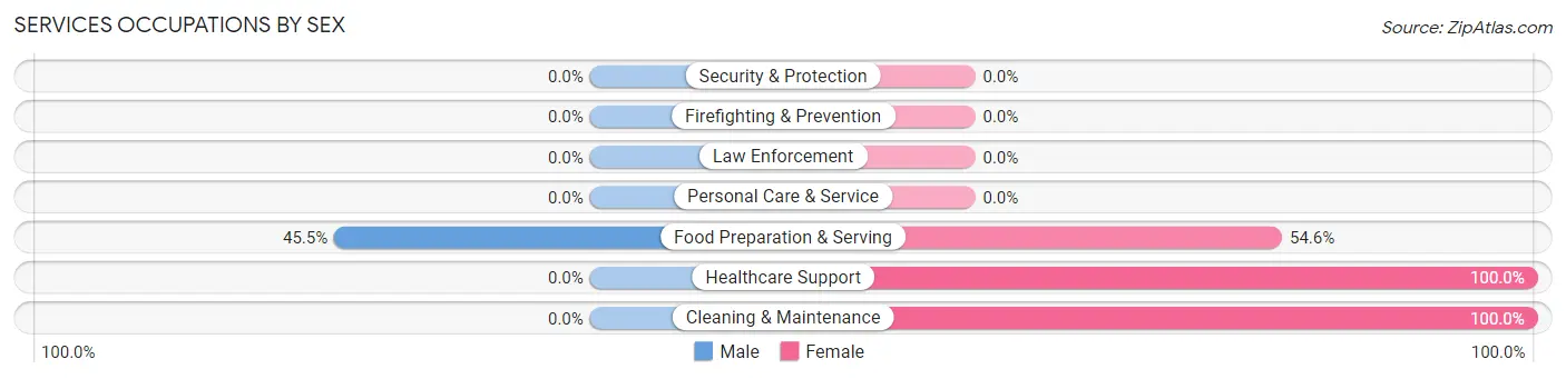 Services Occupations by Sex in Lake Ivanhoe