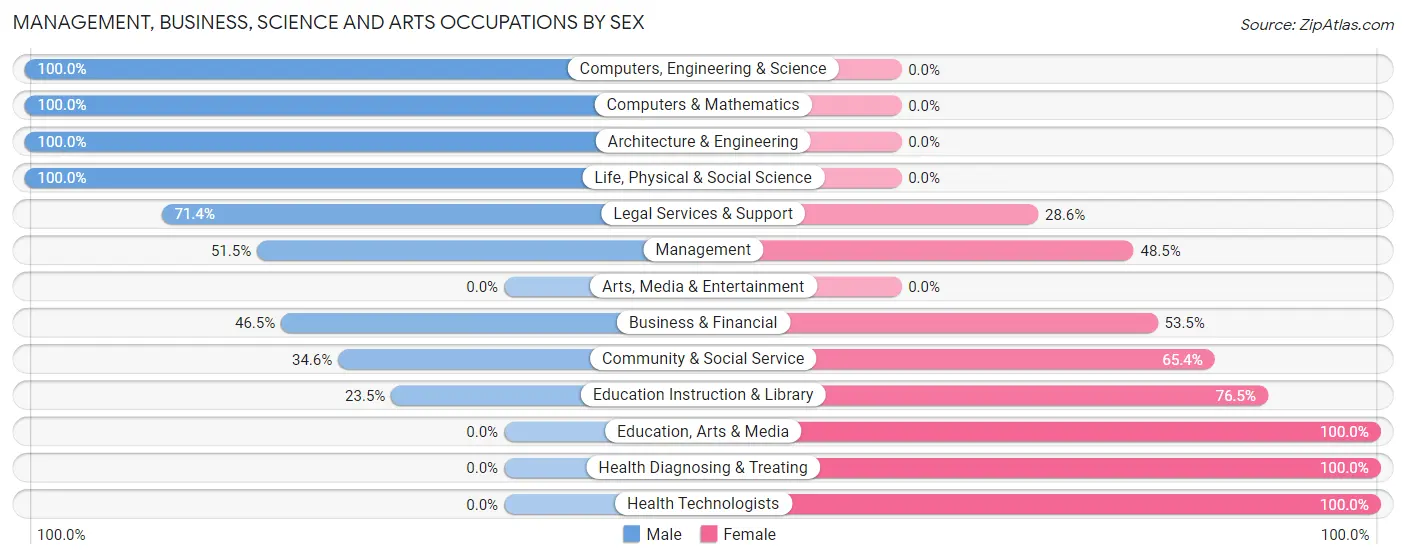 Management, Business, Science and Arts Occupations by Sex in Lake Nebagamon