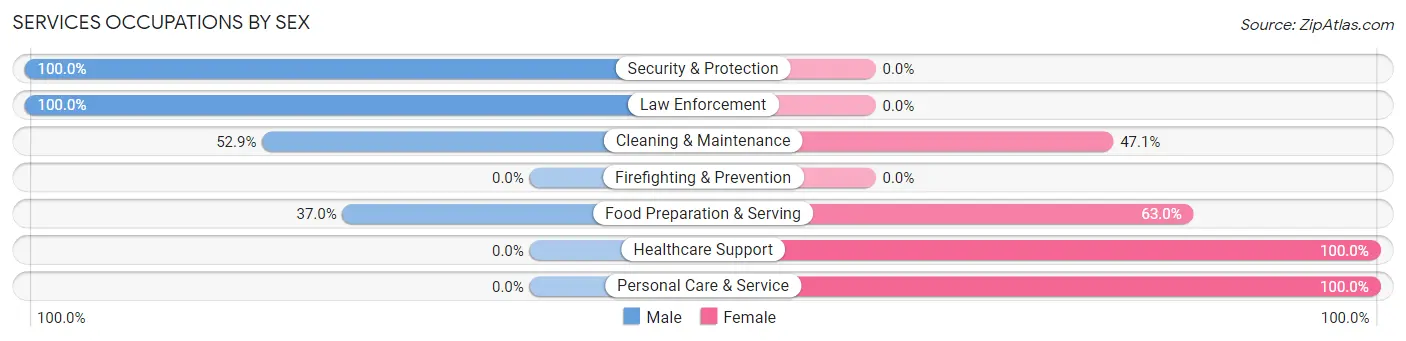 Services Occupations by Sex in Marathon City