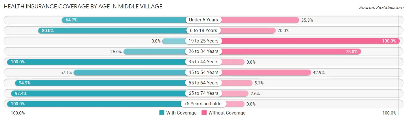 Health Insurance Coverage by Age in Middle Village