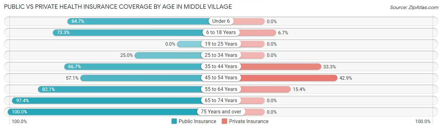 Public vs Private Health Insurance Coverage by Age in Middle Village