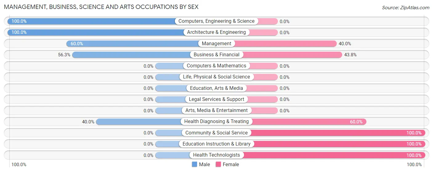 Management, Business, Science and Arts Occupations by Sex in New Auburn
