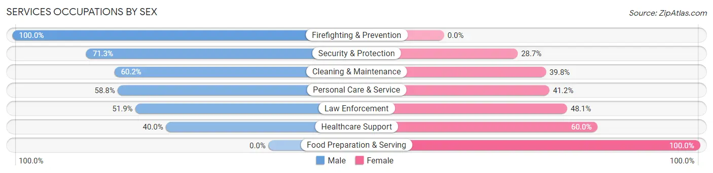 Services Occupations by Sex in Okauchee Lake