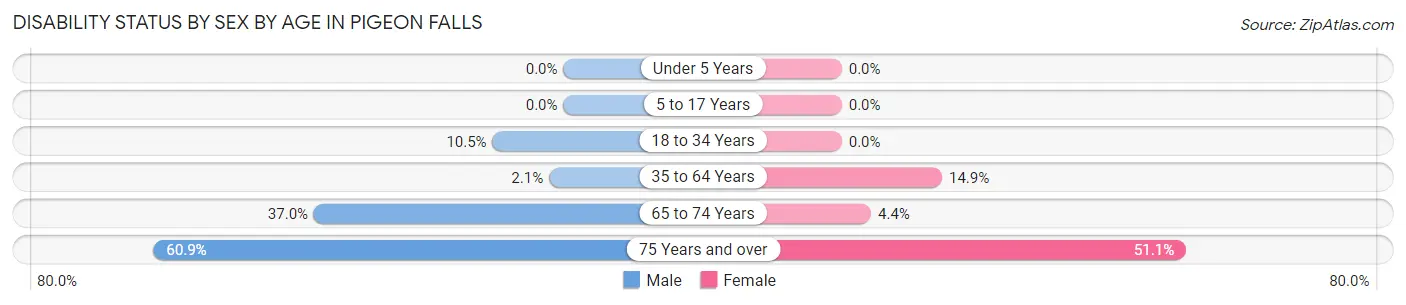 Disability Status by Sex by Age in Pigeon Falls