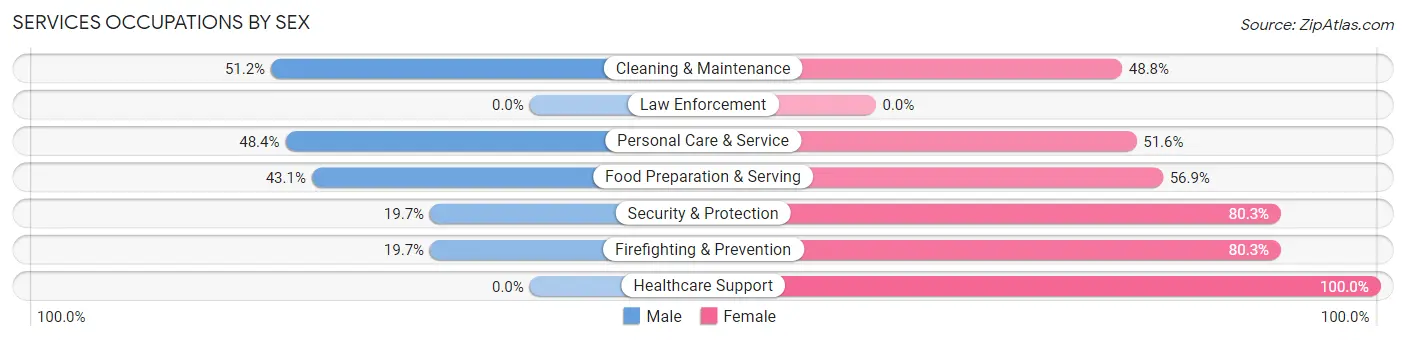 Services Occupations by Sex in Platteville