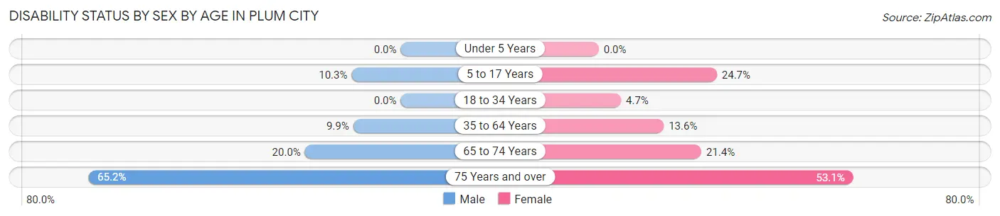 Disability Status by Sex by Age in Plum City