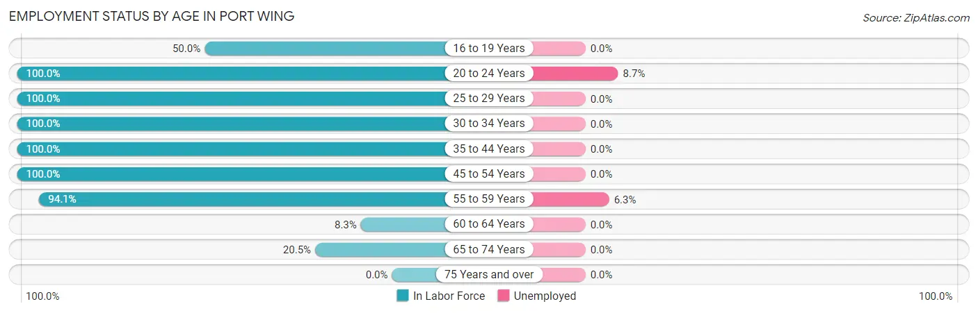 Employment Status by Age in Port Wing