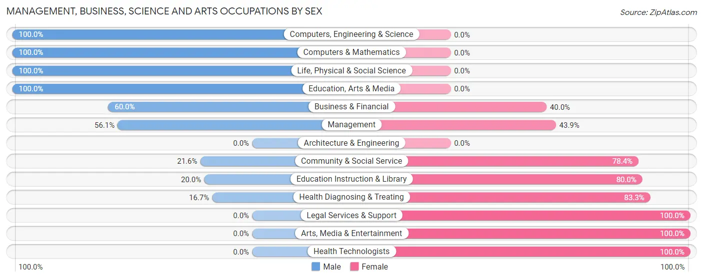 Management, Business, Science and Arts Occupations by Sex in Rib Lake