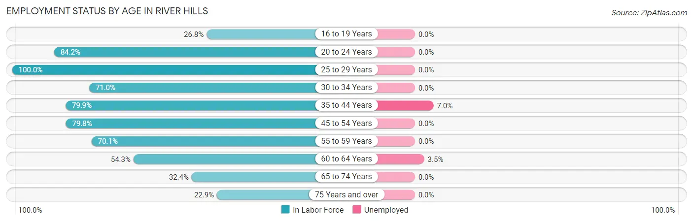 Employment Status by Age in River Hills