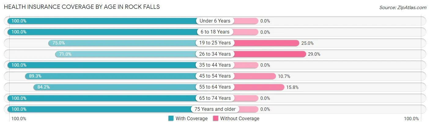 Health Insurance Coverage by Age in Rock Falls