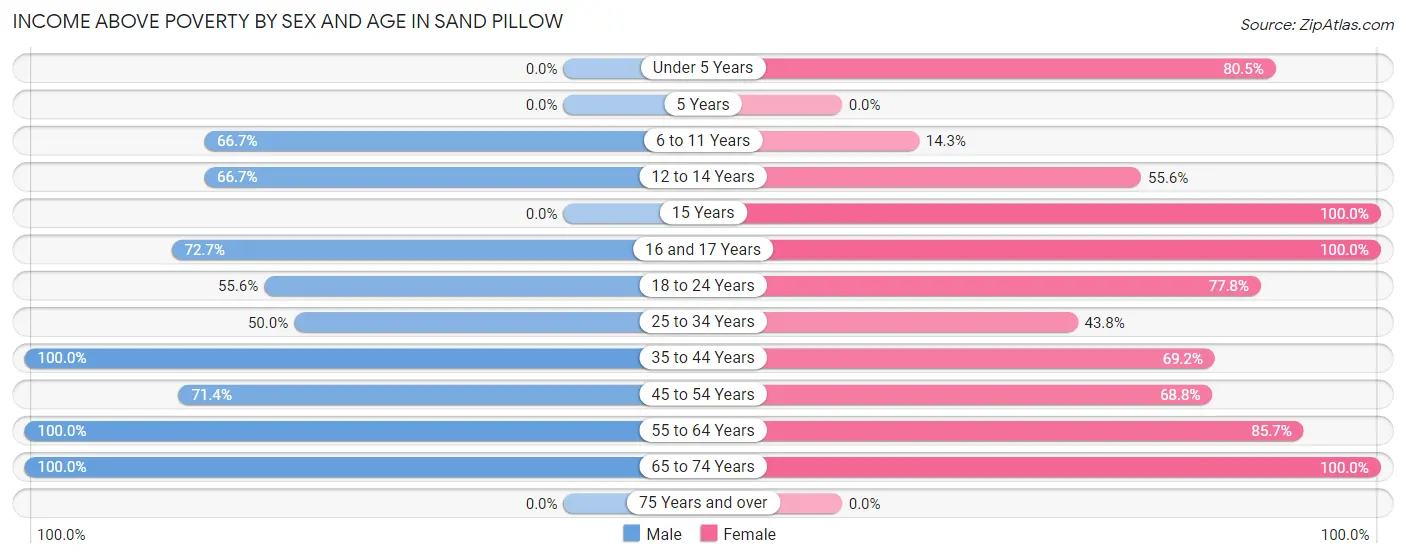 Income Above Poverty by Sex and Age in Sand Pillow