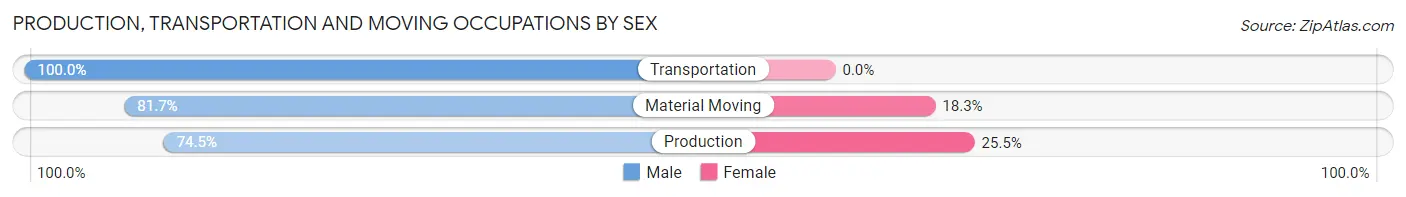 Production, Transportation and Moving Occupations by Sex in Sheboygan Falls