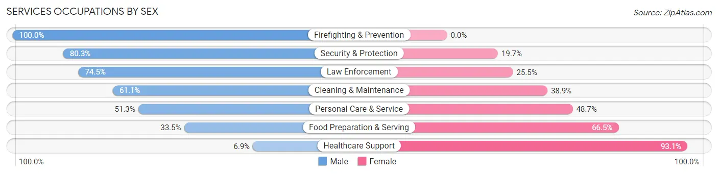 Services Occupations by Sex in Sussex