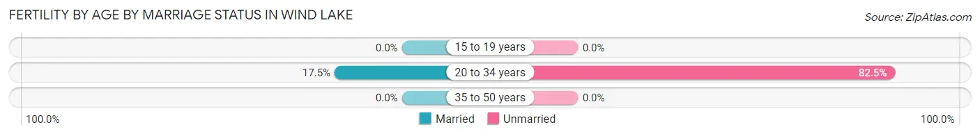 Female Fertility by Age by Marriage Status in Wind Lake