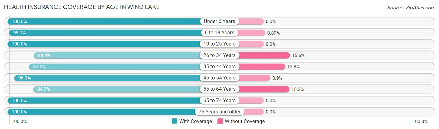 Health Insurance Coverage by Age in Wind Lake