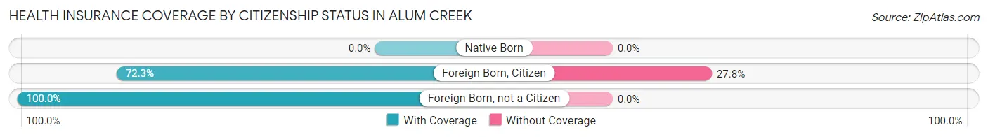 Health Insurance Coverage by Citizenship Status in Alum Creek