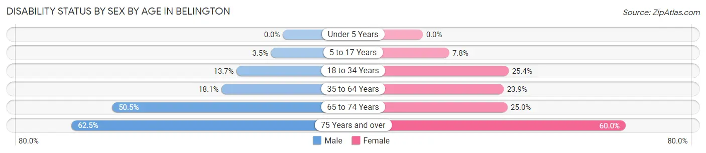 Disability Status by Sex by Age in Belington