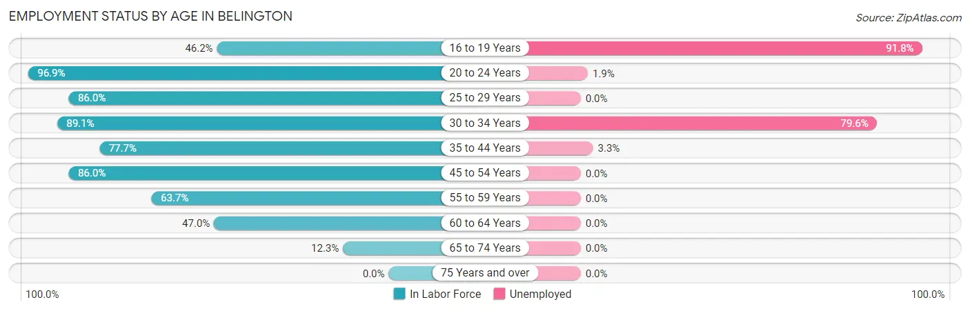Employment Status by Age in Belington