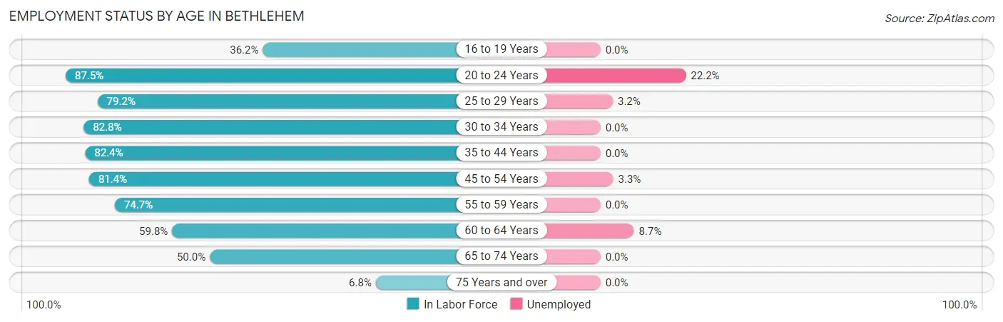 Employment Status by Age in Bethlehem