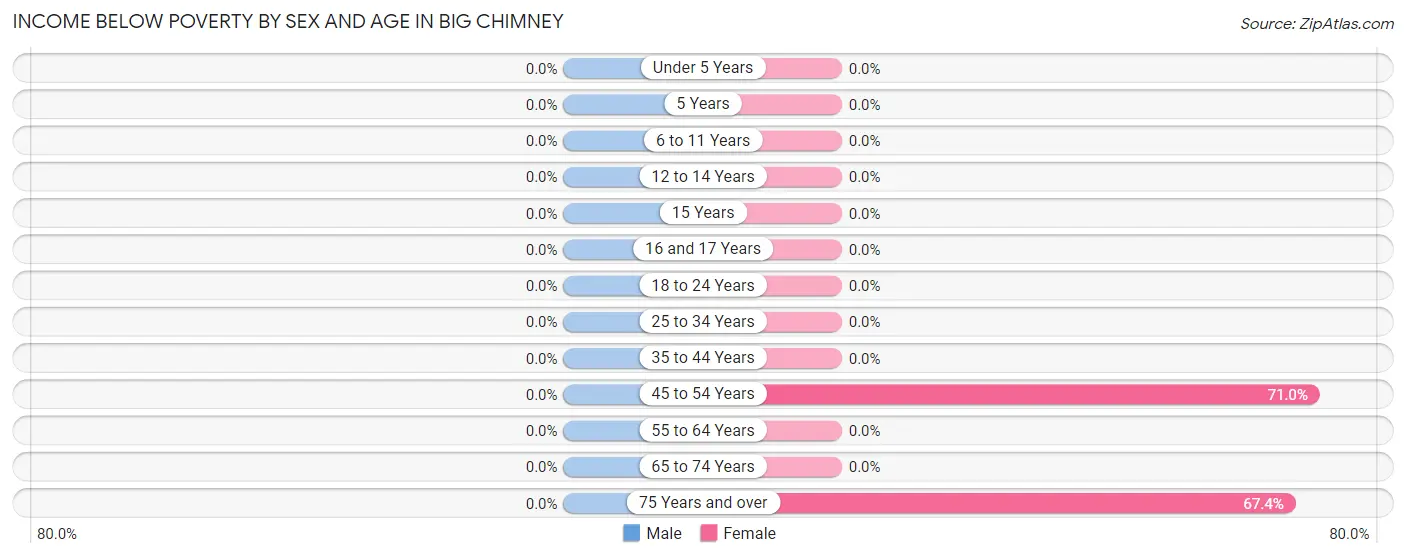 Income Below Poverty by Sex and Age in Big Chimney