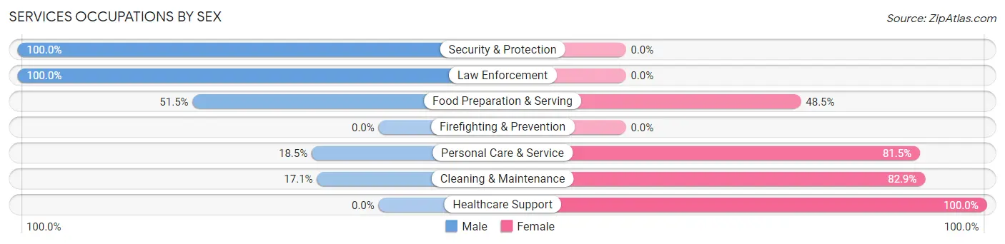 Services Occupations by Sex in Blennerhassett