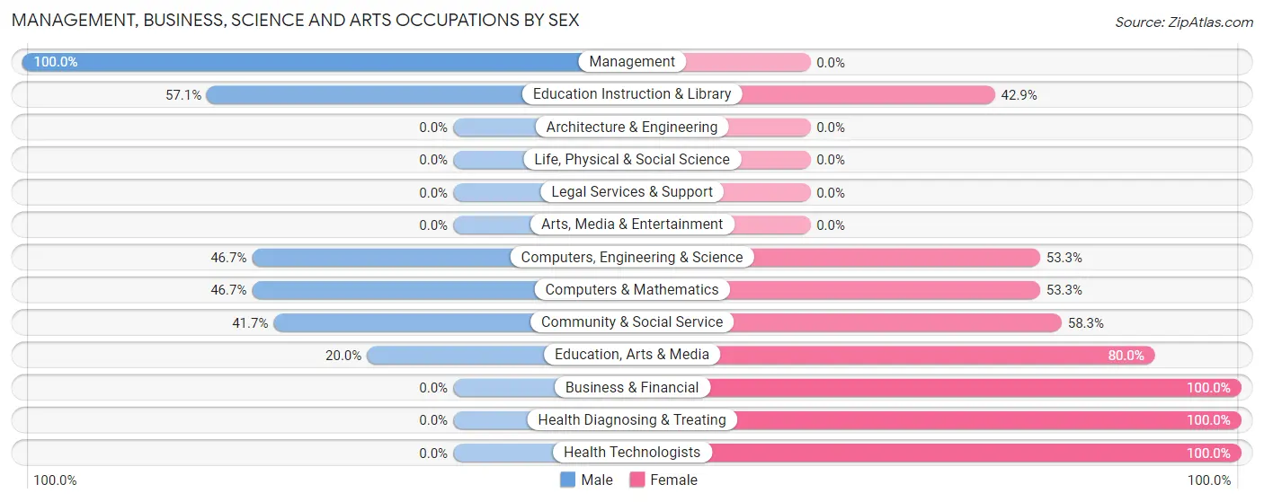 Management, Business, Science and Arts Occupations by Sex in Capon Bridge