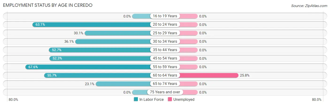 Employment Status by Age in Ceredo
