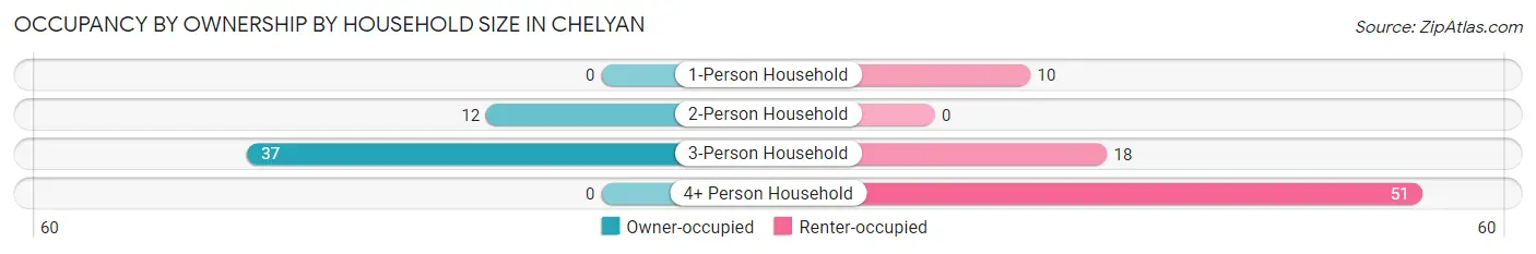 Occupancy by Ownership by Household Size in Chelyan