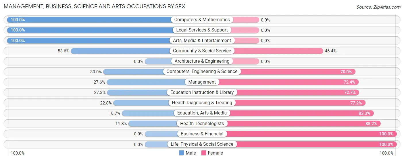 Management, Business, Science and Arts Occupations by Sex in Chesapeake