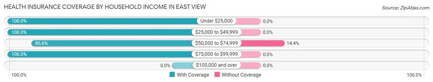 Health Insurance Coverage by Household Income in East View