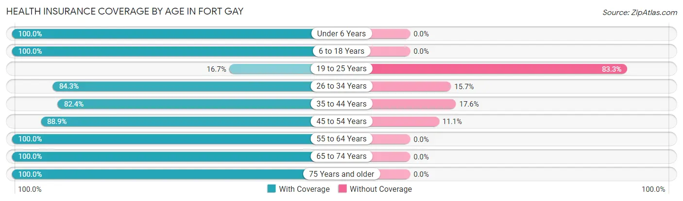 Health Insurance Coverage by Age in Fort Gay