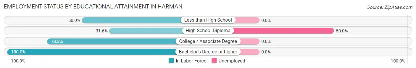 Employment Status by Educational Attainment in Harman
