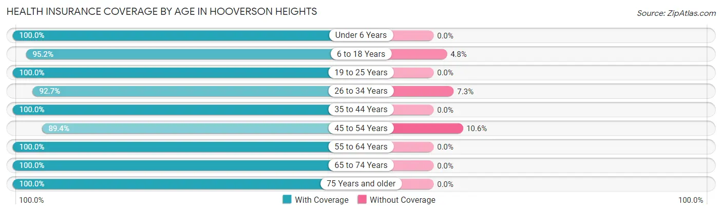 Health Insurance Coverage by Age in Hooverson Heights