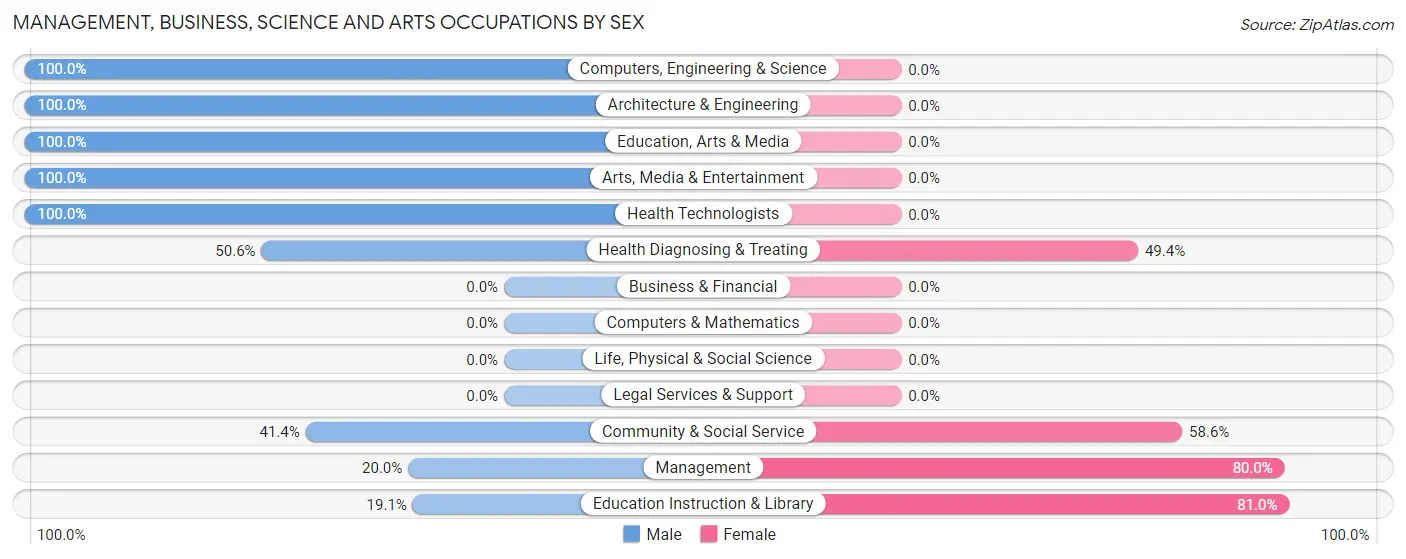 Management, Business, Science and Arts Occupations by Sex in Hooverson Heights